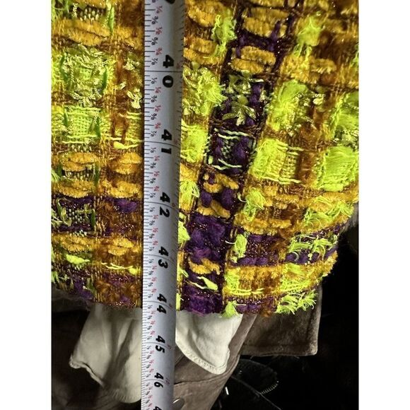 Ramy Brook Marygold Tweed long Overcoat neon colours Small - Picture 13 of 15